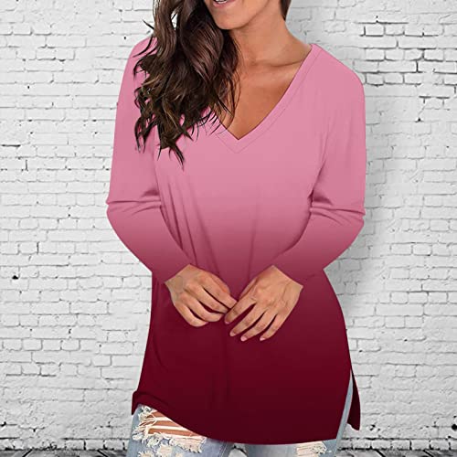 Winter lange mouwen oversized t-shirt casual tops vrouwen 2021 blusas v hals stropdas kleurstof kleding t-shirts plus… - Image 5