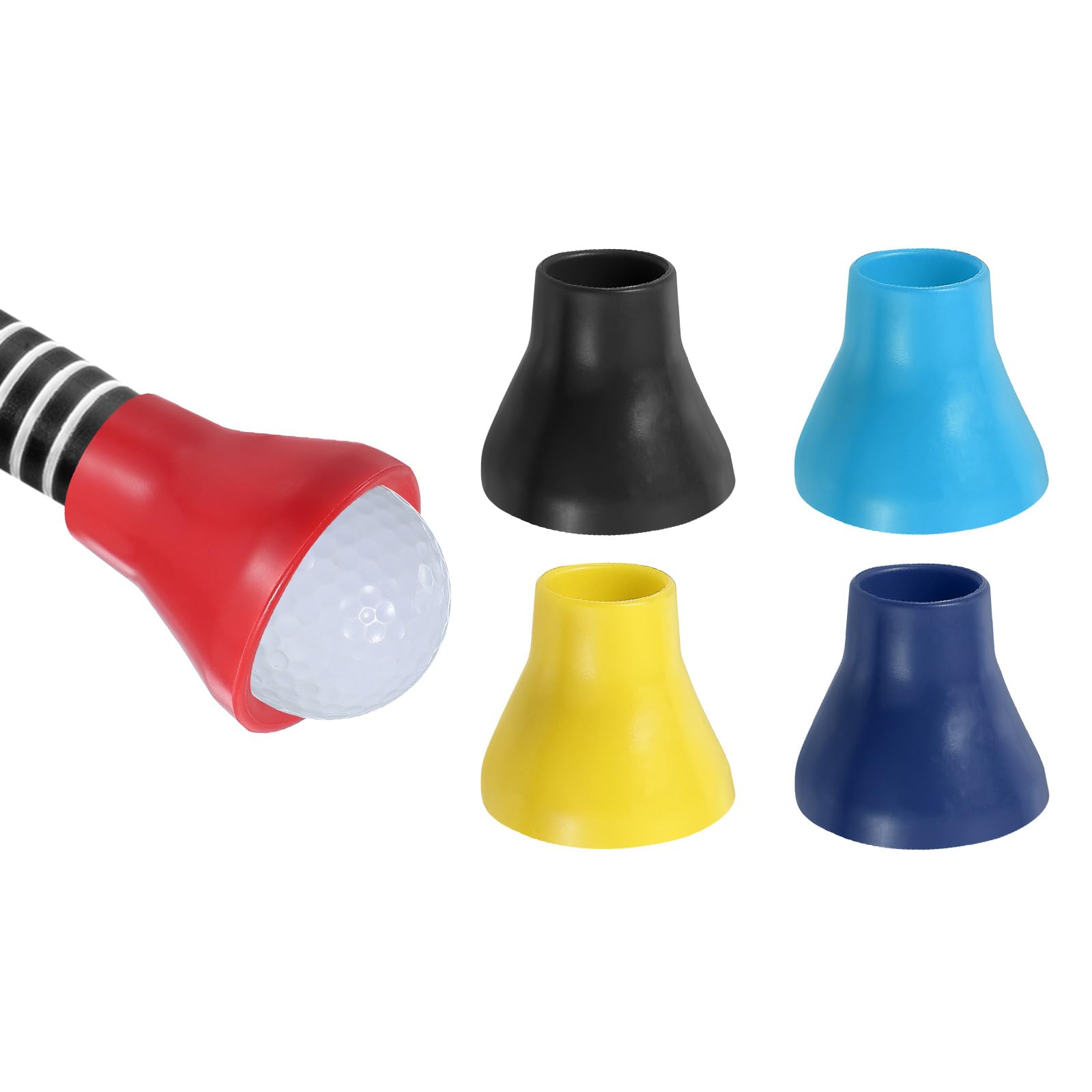 PATIKIL Golf Ball Retriever Grabber, 5 Pcs Golf Ball Suction Cup Grabber Rubber Putter Grip Picker Upper Tool for Golfers Putter Swing Handle Accessories, Black/Blue/Red/Dark Blue/Yellow