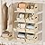 Homsorout Fabric Closet Storage Cubes - 6 Pack Square Storage Bins with Dual Handles for Clothes, Towels, Toys, Cube Storage Organizers for Bedroom, Nursery, Shelves, Closet, Small Spaces, Beige