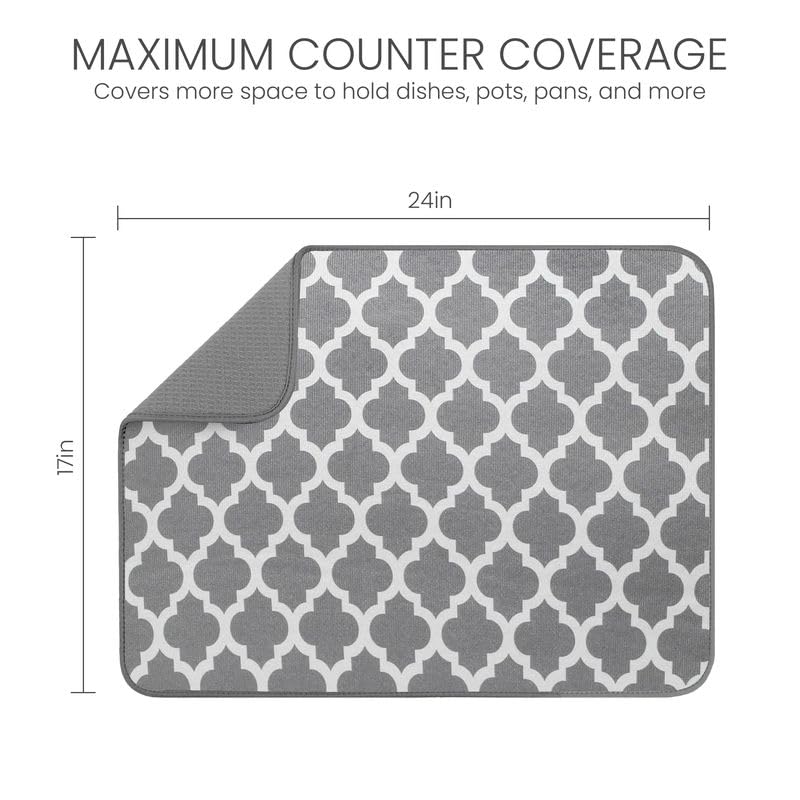 Tapete Bellemain XXL de microfibra para secar platos, 24x17" absorbente gris 3