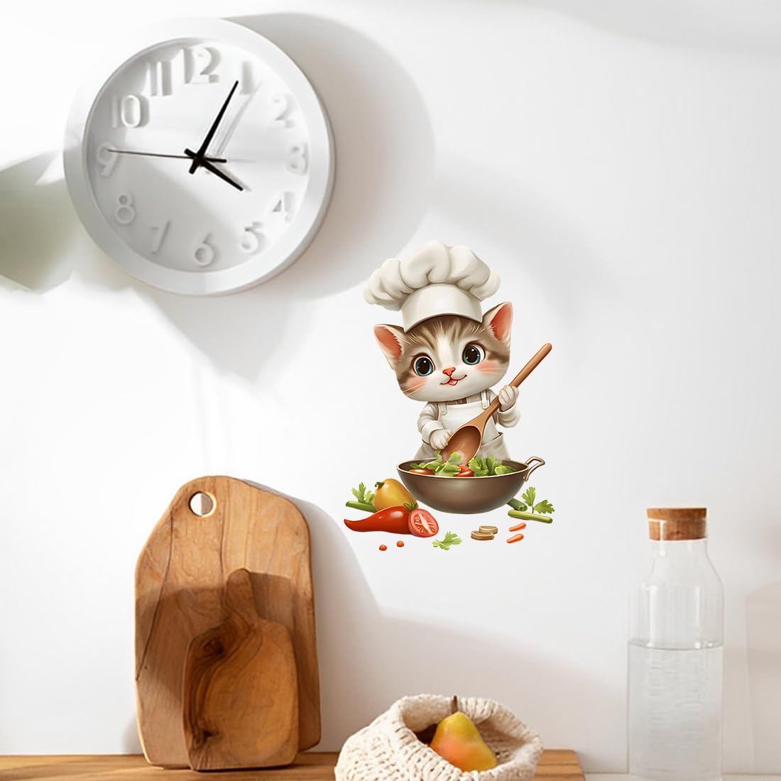 Adesivi Murali Cucina Gatto Maestro Pezzi 3 Decorativi Cuoco