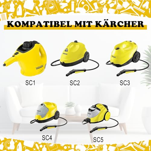18 teiliges Dampfreiniger Zubehör Set für Kärcher SC1-SC5 Universelle Dampfstrahler Zubehör Inkl. Bodendüse, Fensterabzieher, Bürsten