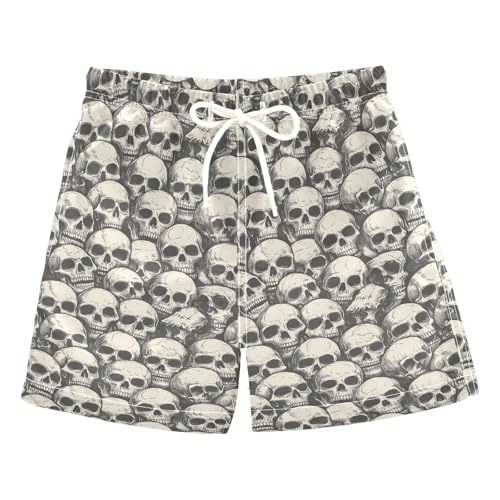 ALAZA Skeleton Sugar Skull Fantasy Boys Quick Dry Beach Board Shorts Kids Swim Trunks Bathing Suit Swimsuit