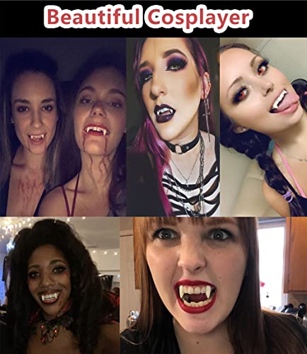 COOLJOY 3 Sizes Vampire Fangs Teeth with Adhesive Halloween Cosplay Props White Horror False Teeth Props Party Favors Masquerade Accessories Gift2