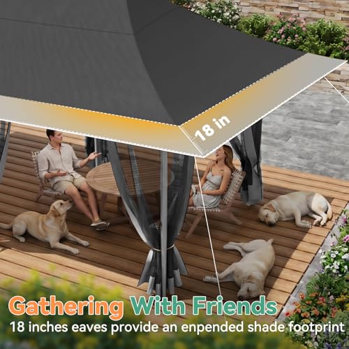 Image of COBIZI 12x20 Pop up Canopy Tent - Gazebo, Party Tents for Parties, Carpas para Fiestas, Large Outdoor Popup Patio Screened Gazebos, Shelter Tents with Net for Backyard, Commercial,Darkgrey