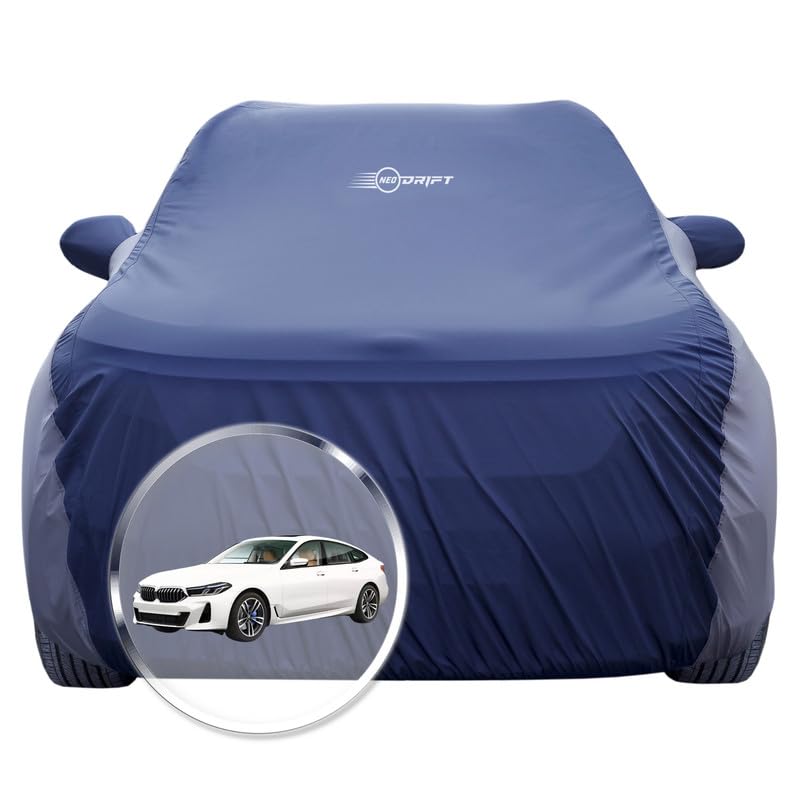 Image of NEODRIFT 'SuperTech' Car Cover for BMW 5 Series GT (100% Water-Resistant, All Weather Protection, Tailored Fit, Multi-Layered & Breathable Fabric) (Colour: Blue+L.Grey)