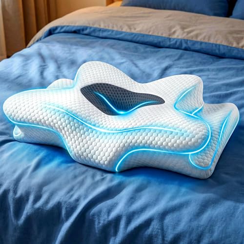 Image of Sleep Doctor Approved Cervical Neck Pillow for Sleeping, Ergonomic Contour Side Sleeper Pillows for Adults, Cooling Orthopedic Pillow for Pain Relief Support, Memory Foam Pillows Back Stomach Sleepers