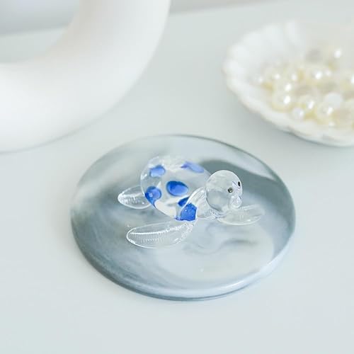 Miniatura 4 de Figura artística de animales soplados de vidrio soplado, colección de animales azules y blancos, coleccionables de regalo y accesorios de mesa.