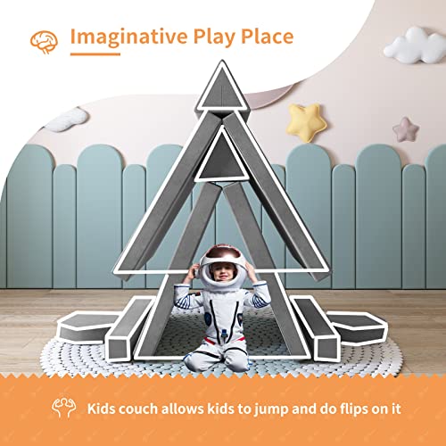 Linor Kids Couch, Modular Designed Baby Couch For Kids/Foldable Loveseat &Fold Out Ottoman, Lounger, With Washable And Durable Covers (Charcoal) #TOP2