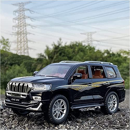 Image of 1:24 Scale Big Toyota Prado SUV Toy Car | Metal Pullback Diecast Car for Kids with Openable Doors, Sound, Light Effects Toy for Car Enthusiasts (Color As Per Available),black