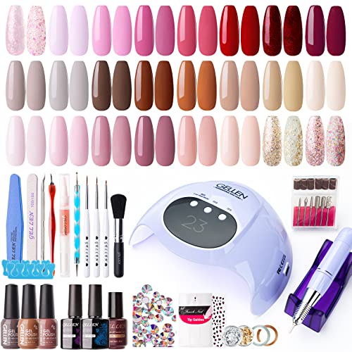 Gellen Gel Nail Polish Kit with U V Light & Electric Nail Dr