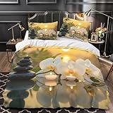 Orchidee Bettwäsche 135x200cm Sonnenuntergang Warm Weiche Bettwäsche Set Microfaser Bettbezug 135x200 und 2 Kissenbezüge 80x80cm mit Reißverschluss für Kinder a.2341