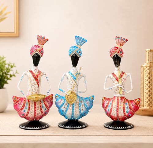 Image of Rajasthani Musician Figurine Handcrafted Sitting Sardar Showpiece | Traditional Indian Art Decor for Home, Living Room, Office, Shelf & Table Decoration