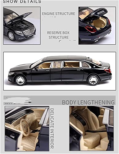 Image of 1:24 Scale Die Cast Car Pull Back Alloy Metal Mercedes Maybach S650 Limousine with Lights and Sound [Colour as per Stock]