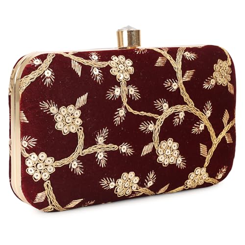 Image of LONGING TO BUY Hand Crafted Designer Box Clutch - Zari Embroidery For Women