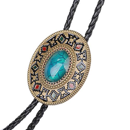kowaku Turquesa Couro Bolo Tie Charm Liga Ocidental Cowboy Rodeo Pingente Gravata