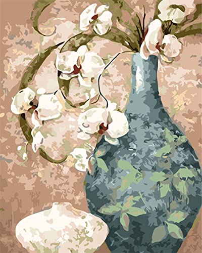 GRENHUE Cuadros para Pintar Por Numeros Flor De OrquíDea Rosa Lienzos para Pintar con Numeros con Pinceles y Pintura Acrílica,DIY Paint by Numbers para Adultos, Niños de Regalo Creativo,40 x 50 Cm