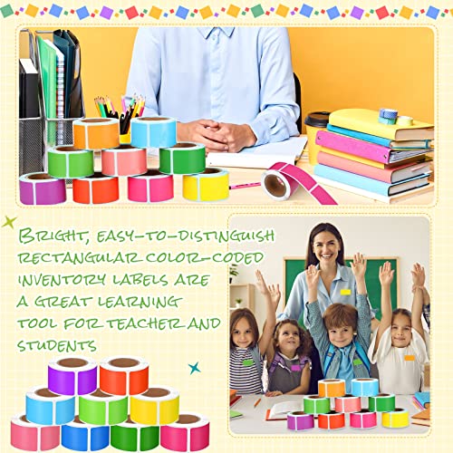 1000 Pcs Colored Sticker Labels Rolls Rectangular Label Coding Labels Classroom Labels 10 Bright Color Self Sticky Folder Labels For Boxes Folders Office Classroom Home (0.75 X 1.57 Inch) #TOP5
