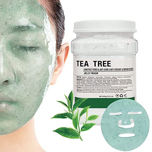 POZTL Mascarilla facial de polvo de gelatina de árbol de té, mascarilla facial profesional despegable que deja la piel suave, hidratada y revitalizada, mascarilla de goma para spa en casa.