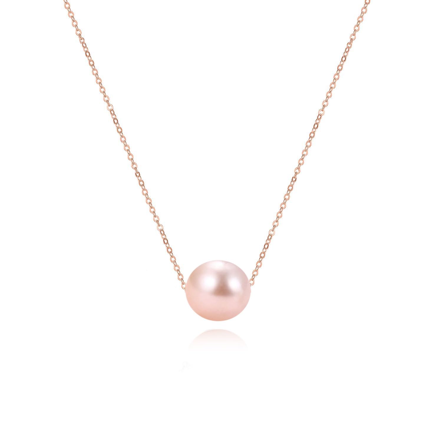 POPLYKE AAAA Single Pearl Choker Sterling Silver Necklace