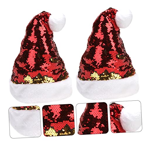 WEKAMOS 2 STÜCK Glänzende Weihnachtsmütze Kurzes Plüsch Santa Hat...
