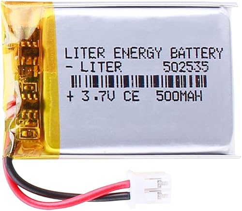 3.7V 502535 500mAh batería de iones de polímero de litio recargable batería de polímero con conector JST 0.079 in
