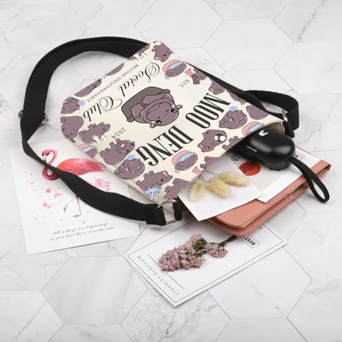POFULL Moo Deng Gift Hippo Gift Animal Lover Gift Moo Deng Social Club Become Ungovernable Crossbody Bag3