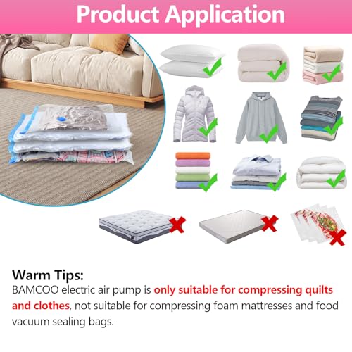 Image of Electric Pump for Vacuum Storage Bags, Travel Vacuum Pump for Various Vacuum Seal Bags Portable Vacpack Air Pump for Compression Clothing Blanket Luggage Pink (Storage Bag Not Included)