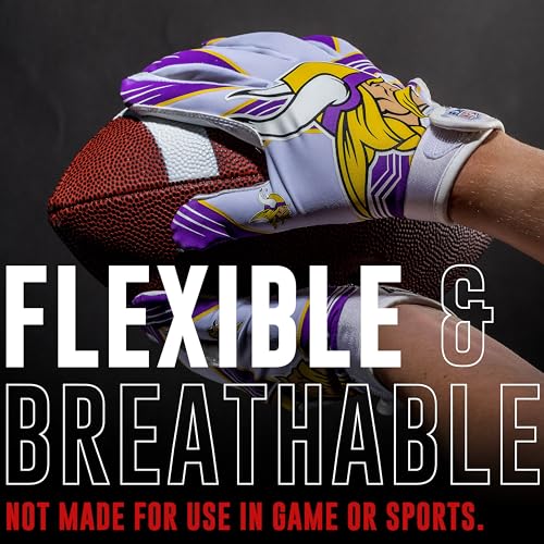 image for Franklin Sports Minnesota Vikings Youth NFL Football Receiver Gloves -
