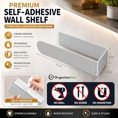 Image of OrganizeMee (Self Adhesive) Napkin & Towel Holder for Hand Basin Towels, Washbasin Bathroom Hanger, Kitchen Sink Napkin Holder Accessories Rack Stand Without Drilling Cloth Hangers (Grey)