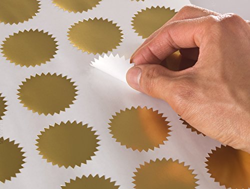 Shiny Gold Foil Round Starburst Labels, 1.75 Inch Diameter, For Laser Printers With Downloadable Template And Printing Instructions, 5 Sheets, 100 Labels (St17) #TOP2