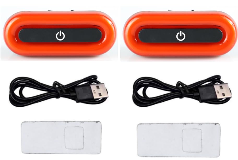 Image of Tujoe 2 Set Motorcycle Bike LED Red Rear Helmet Light Rechargeable Bicycle Safety Warning Helmet Tail Lights with USB Chargeable Cable, Safety Warning Night Lamp for Night Riding