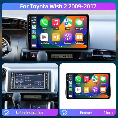 Autoradio portátil con Carplay y Android Auto inalámbrico para Toyota Wish 2 2009-2017 2