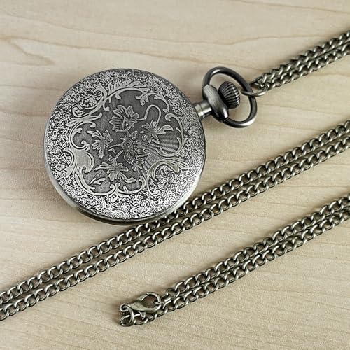 Image of Vintage Quartz Pocket Watches for Men with Chains, Analog Pocket Watch for Women, Gifts for Dad /Grandpa Gifts for Him for Birthday