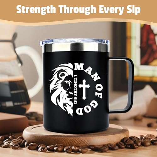 Image of Christian Gifts for Men Faith Based Spiritual Stuff Religious Basket Catholic Present Baptism Gifts Pastor Appreciation Gift Set Christian Accessories for Men with Bible Verse Keychain Mug Socks