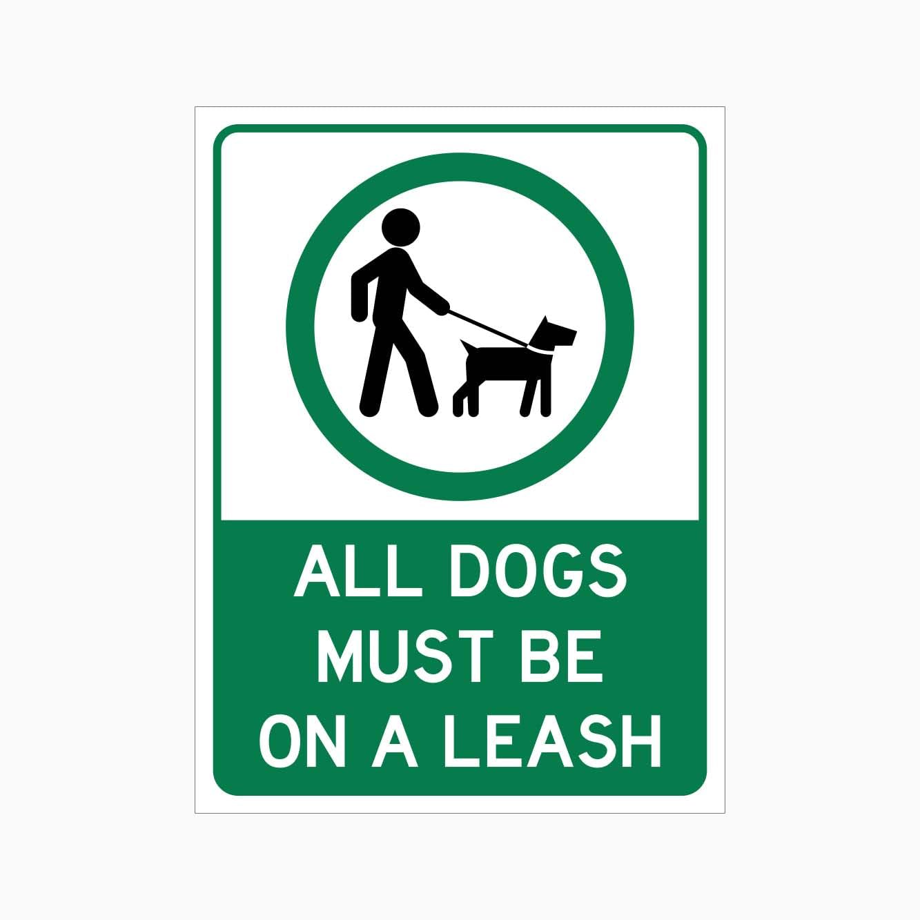 ALL DOGS MUST BE ON A LEASH Sign, 12x8 Metal Tin Sign, dogs must be leashed in public areas.