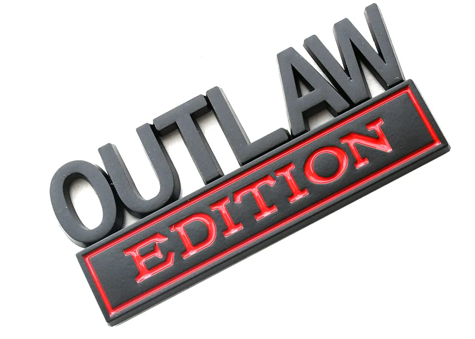 Image of 2PCS Outlaw Edition Emblems, 3D Badge Car Sticker with 3M Strong Adhesive, Fender Replacement for F150 F250 F350 Chevy Silverado 1500 2500 Chevrolet C10 C15 (Black Red)