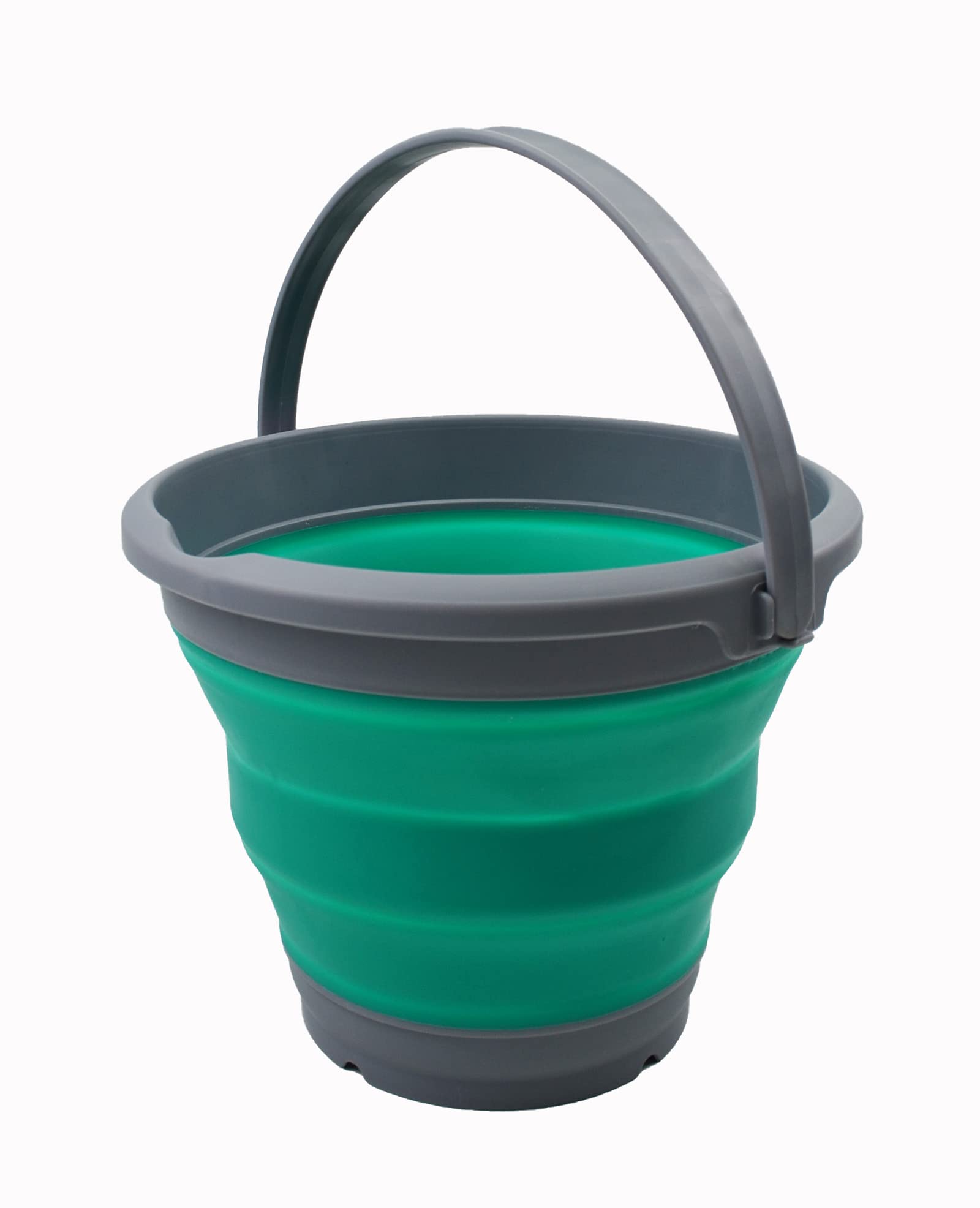 SAMMART Collapsible Bucket (Dark Grey/Bluish-Green, 5.5L - Round)