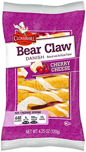 Cloverhill Danish Fruit Pastry Variety Pack | Strawberry, Cherry, Blueberry and Apple Bear Claws, Pack of 12