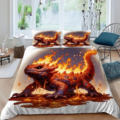 Housse de couette 200x200 salamandre de feu en microfibre zippée - 3