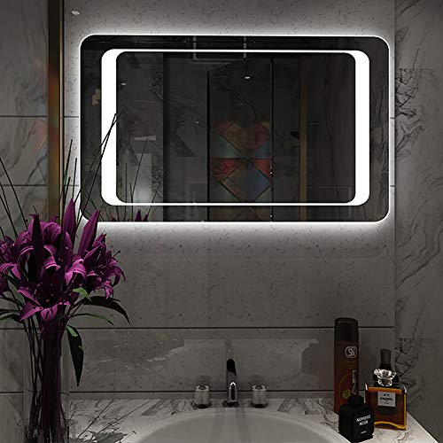 Warmiehomy LED Bathroom Mirror with Lights Sensor Switch Illuminated Bathroom Mirror with Demister Pad for Makeup Cosmetic