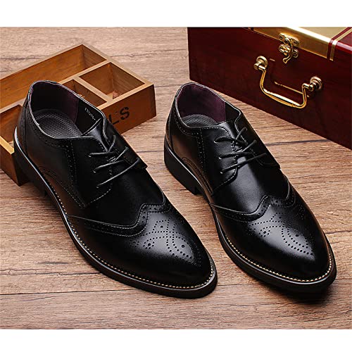 Image of Men's Pointed-Toe Lace-up Formal Brogues Dress Shoes