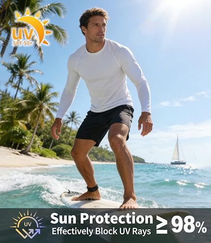 Image of ZITY 5 Pack Long Sleeve Shirts for Men UPF 50+ Sun Protection Fast Dry Lightweight Fishing Swim Rash Guard Workout Shirt