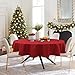 Hiasan Christmas Round Tablecloth 80 Inch - Waterproof Stain Resistant Spillproof Polyester Fabric Table Cloth for Dining Room Kitchen Party, Red