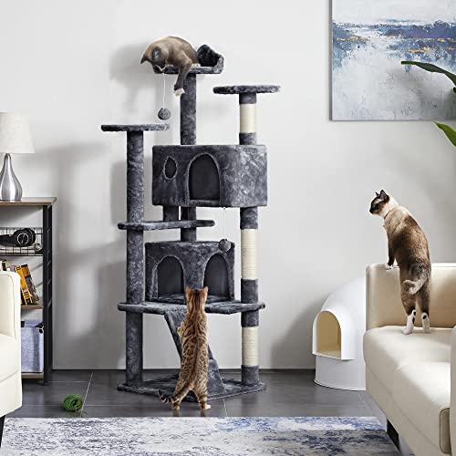 image for Yaheetech Cat Tree Tower, Multi-Level Large Plush Condo Cat Furniture 