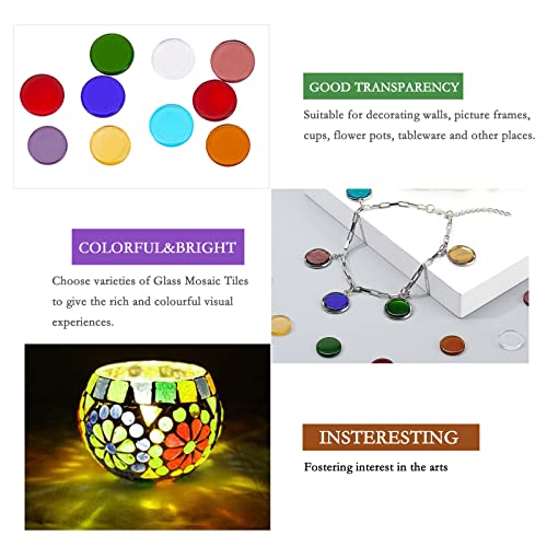 Litmind 220 Pieces Stained Crystal Glass Gems Mosaic Tiles For Crafts, Round Flat Glass Translucent Crystal Glass, Mosaic Making Supplies #TOP1