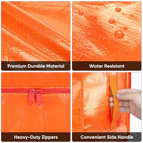 Image of BALEINE 6-Pack Oversized Moving Bags with Reinforced Handles, Heavy-Duty Storage Tote for Clothes, Moving Supplies (Orange, 6-Pack)