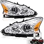 BRYGHT Headlight Assembly Fit for 2013 2014 2015 Nissan Altima Sedan Driver and Passenger Side (Bulbs Included)