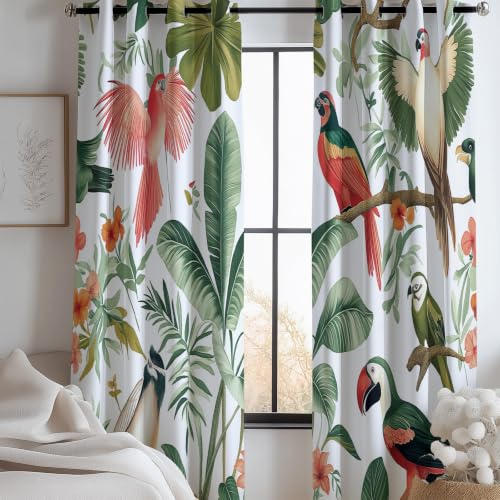 Juego de 2 cortinas opacas de 229 x 117 cm con motivos de animales tropicales 5