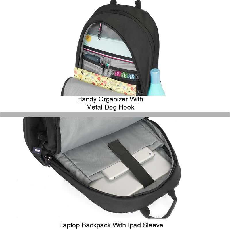 Image of Tommy Hilfiger Bradenton Unisex Casual Backpack - Black+Granite Grey | 23 Capacity | Polyester | Padded & Adjustable | No. Of Compartment: 2 | Zipper Closure